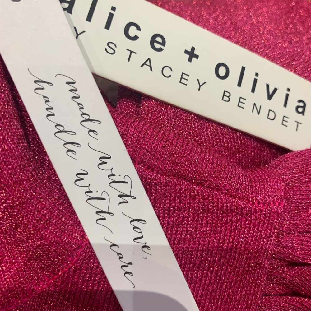 Alice and Olivia hot pink long sleeve sparkling dress - Picture 6 of 7